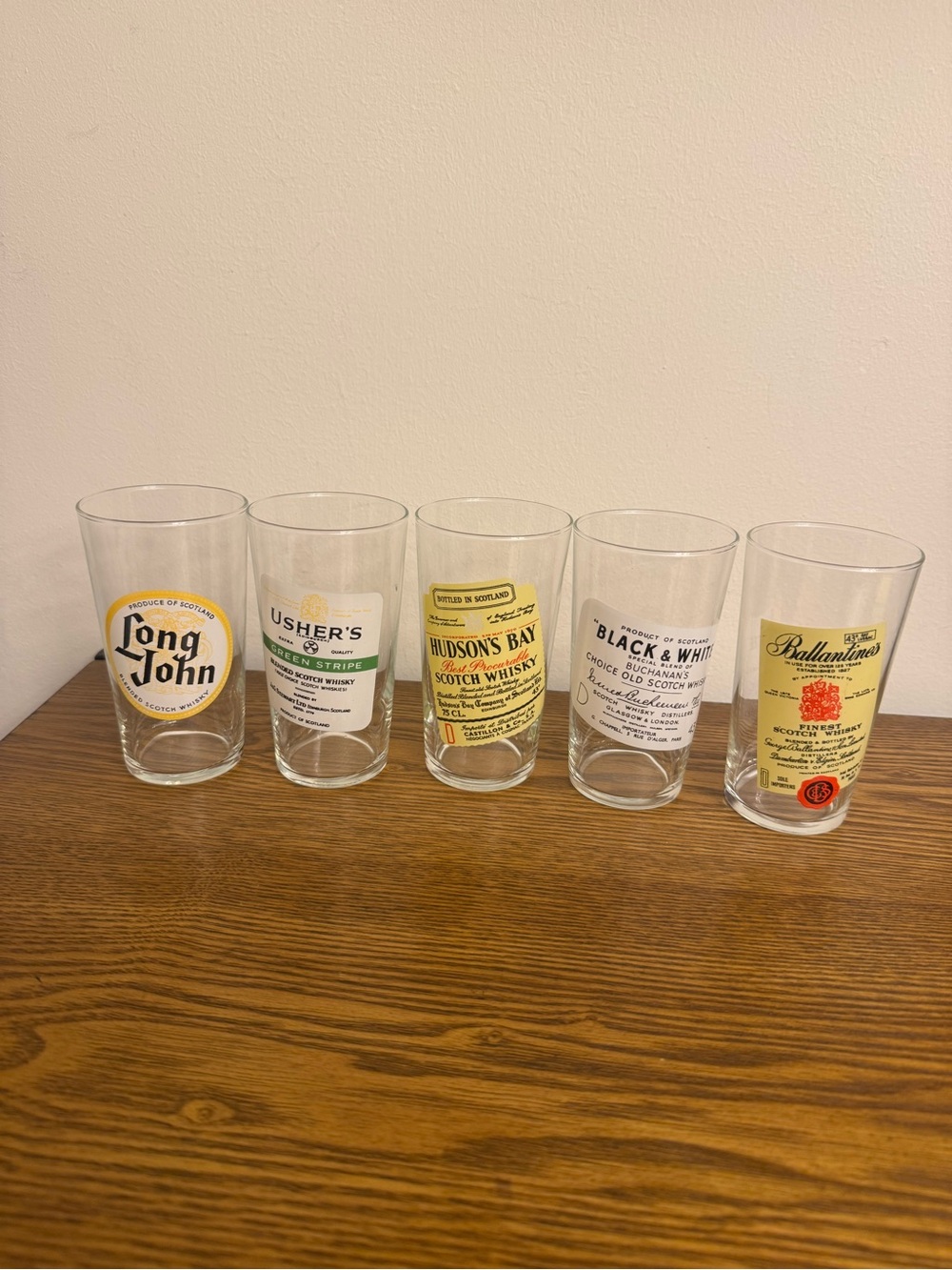 Vintage Scotch Whisky Promo Highball Glasses - Set of 5